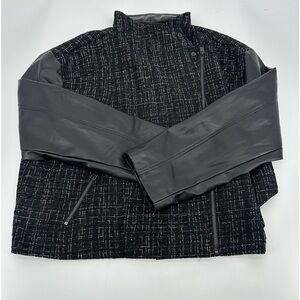DKNY - Moto Jacket- Faux leather sleeves - Large